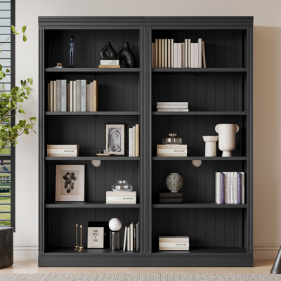 5 Home Decor Bookcase, Solid Wood Frame, Board, Adjustable Shelves, Led , Black For Terrace Bookcase Suite, Wood, , Play Area