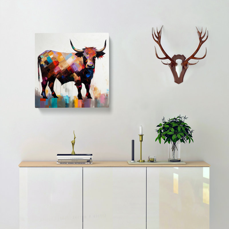 Highland Cow Suprematism No.2 - Wrapped Canvas