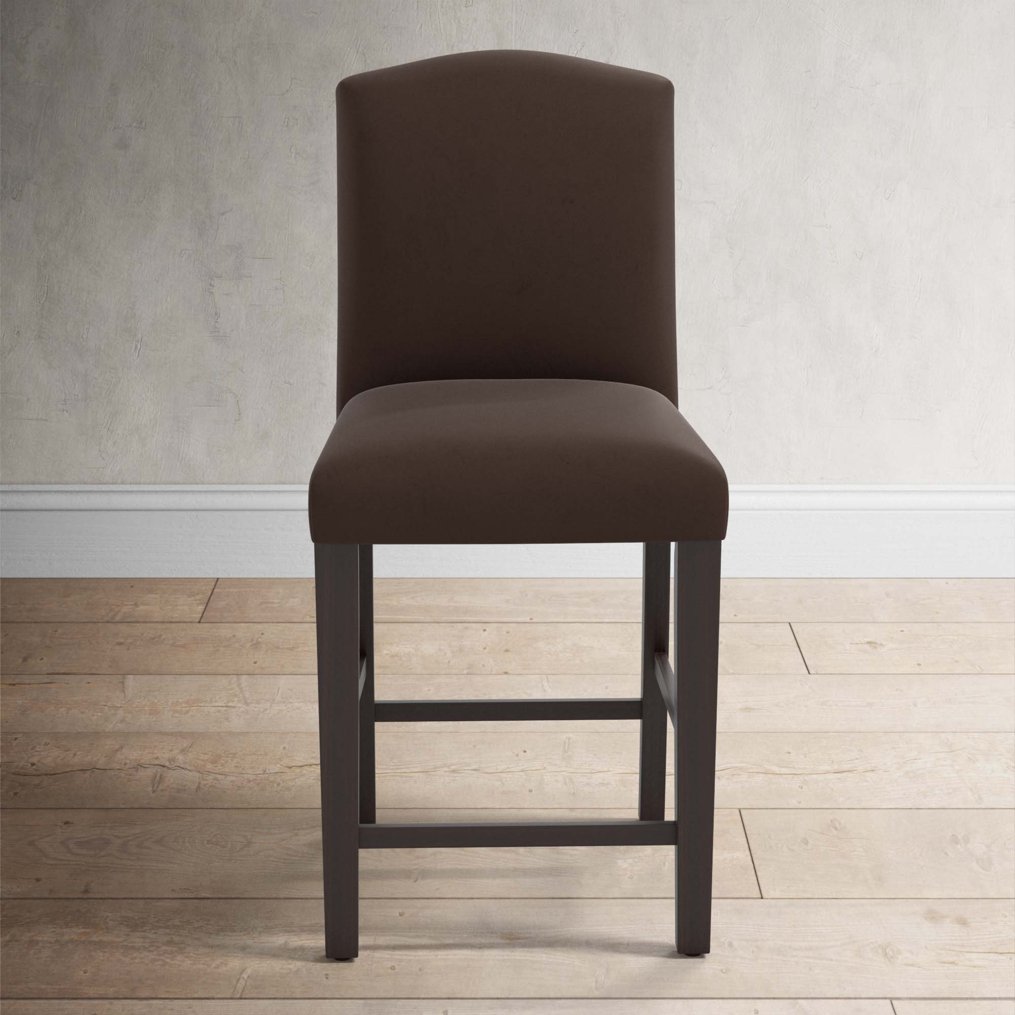 April Upholstered Stool, Espresso, Classic Chocolate Velvet, Counter Stool (24" Seat Height)