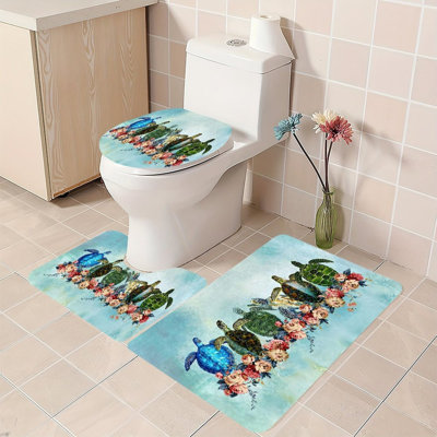 Ensemble de 3 tapis de salle de bain floraux multicolores pour salle de bain et chambre à coucher