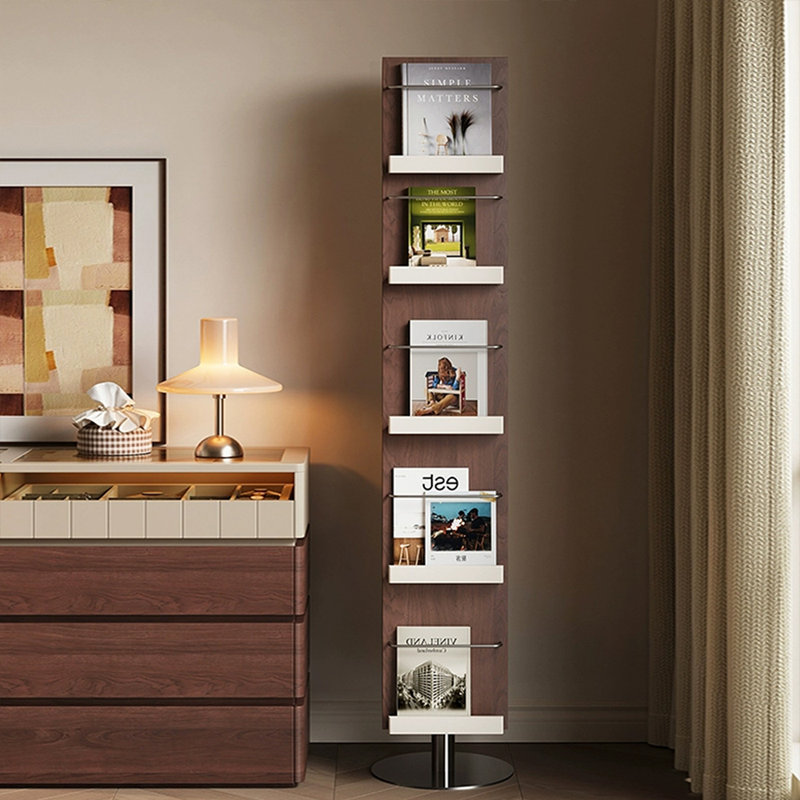 Bibliothèque rotative en bois massif Nut-Brown
