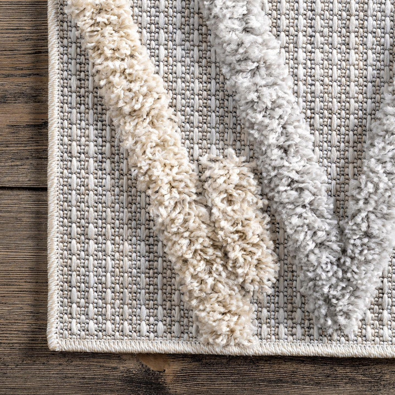 Tapis de zone beige géométrique Lynne, Rectangle 5 pi x 8 pi