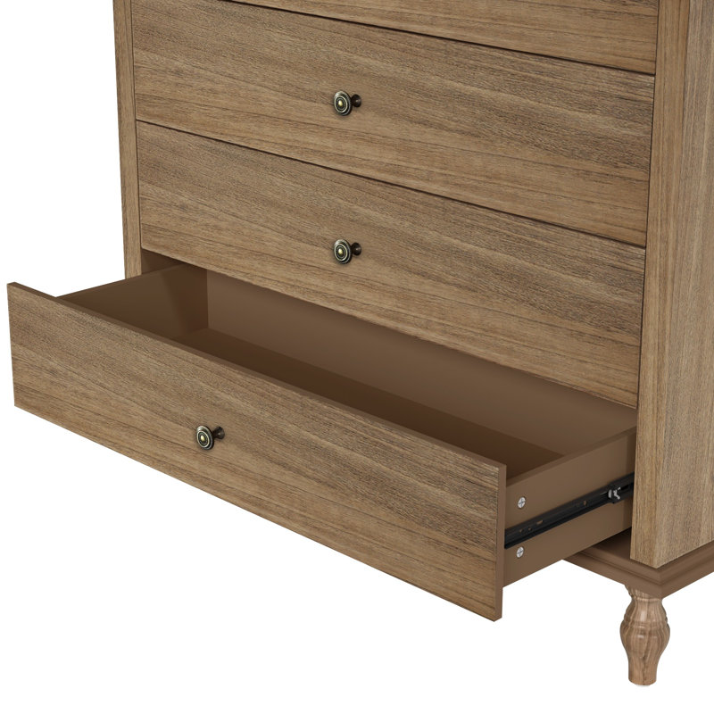 Large 4-Drawer Dresser With Solid Wood Foot, Light Brown
