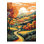 Multicolor Mountain Road Tree and Flower Patterned Woven Base Modern Decorative Rug