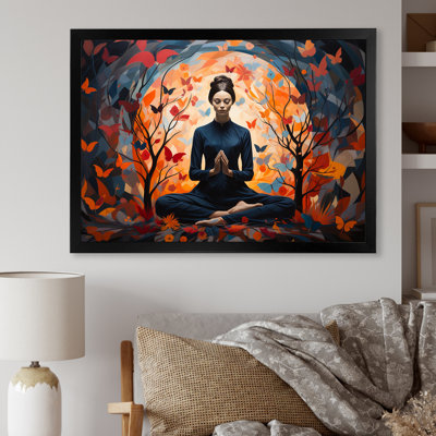 «Blue and Orange Yoga Bliss 3 - Yoga, art mural»