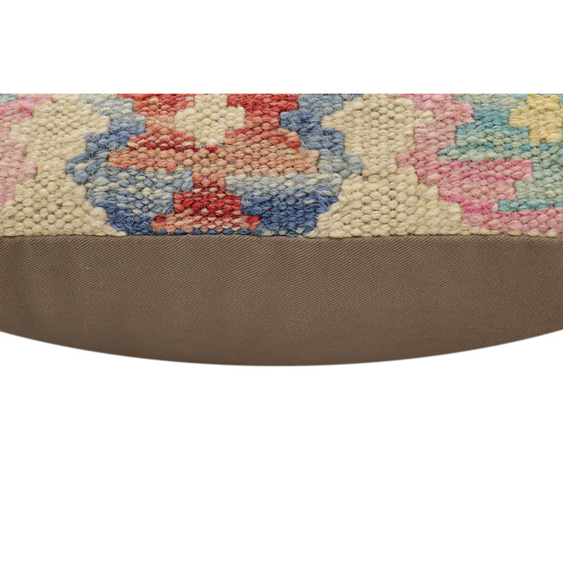 Oreiller rustique en kilim tissé à la main Caballer - 17 po x 18 po Rustic, Rouille / beige / mauve, H 17 po x l 18 po