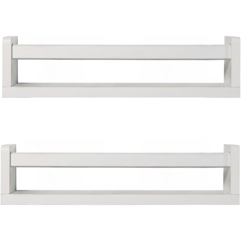 Nursery Floating Book Shelves For Kids Room, Kitchen Spice Rack, Or Rustic Wall Mounted Shelves For Farmhouse Bathroom Decor ,Set Of 2