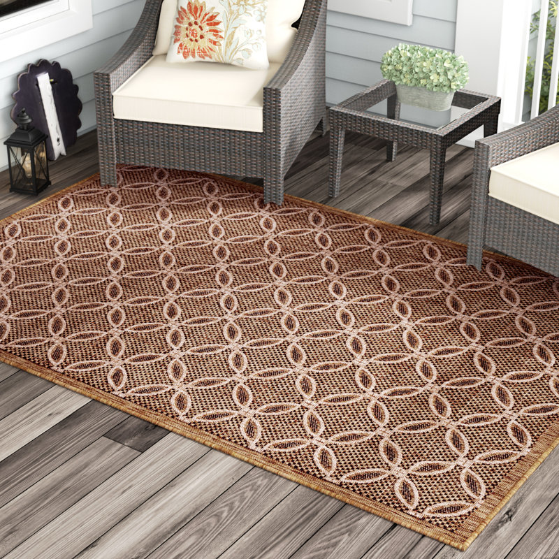 Tapis intérieur / extérieur brun clair Macrae, Rectangle 5 pi 3 po x 8 pi