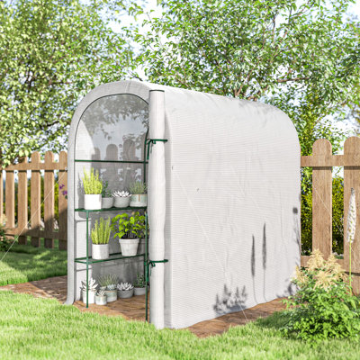 Mini serre d'extérieur avec tablettes Walk-in, blanc