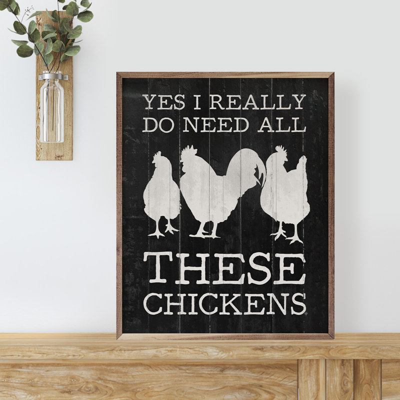 Tous ces poulets - noir, Blanc / noir, H 40 po x l 32 po