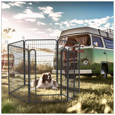 12 Panels Heavy Duty Metal Playpen With Door,Dog Fence Pet Exercise Pen For Outdoor
