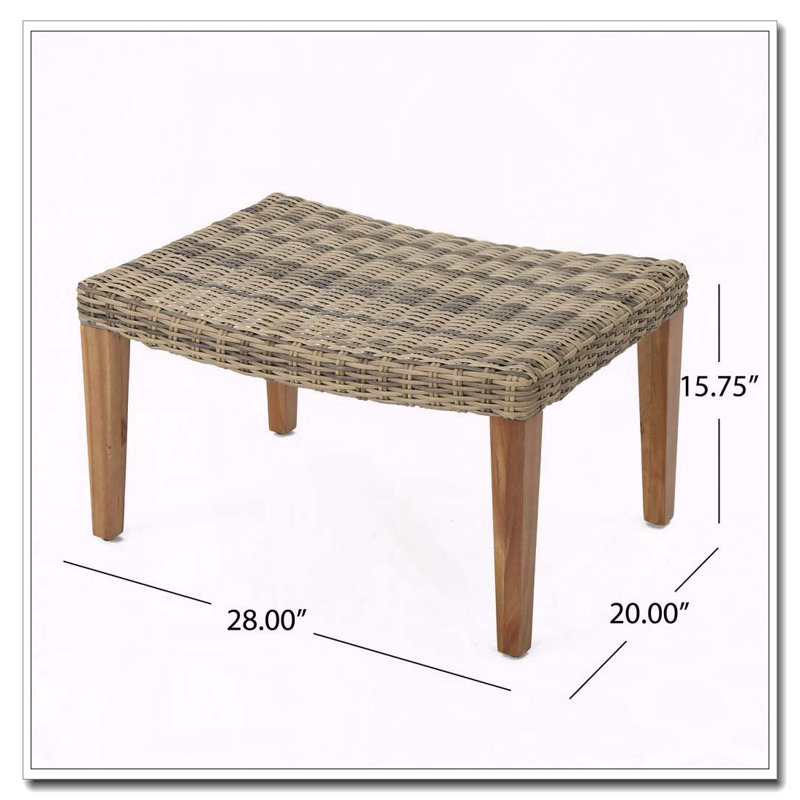 Hampton Wood + Wicker Ottoman