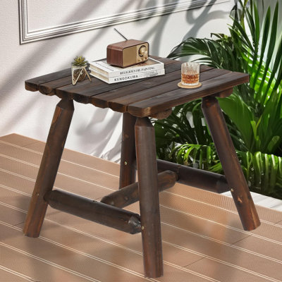 Table de bout en rondins en bois de bois de cèdre avec table de bout carrée en bois de cèdre avec table à lattes surdimensionnée pour l'extérieur HOMEDIAIRE