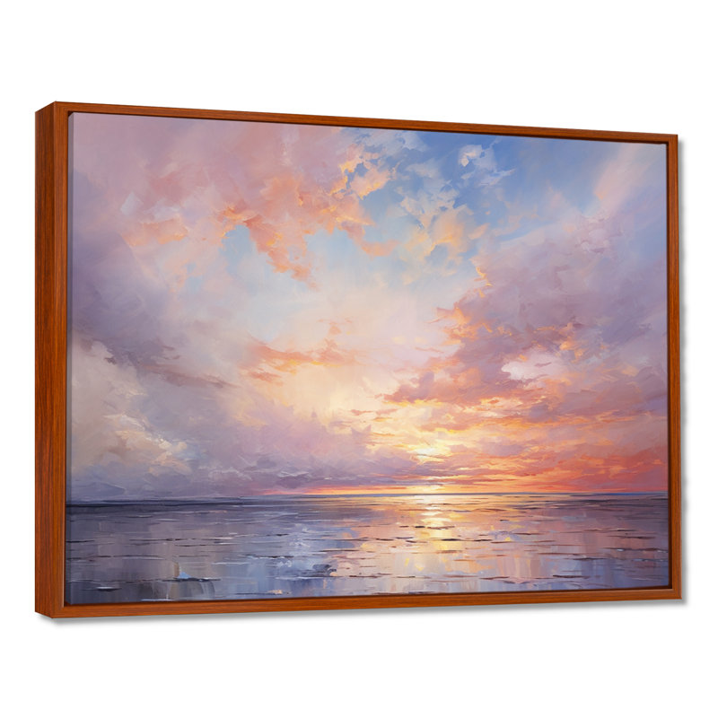 «Sunset Cotton Candy Skies V», reproduction sur toile encadrée Sunset, H 34 po x l 44 po x P 1,5 po, Cadre flottant brun