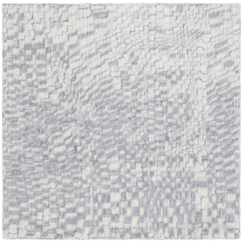 Metro Hand Tufted Wool/Cotton Abstract Rug in Gray, Square 6'