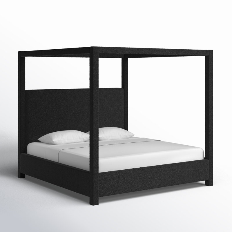 Denn Donnelly Bed, King, Black Boucle Fabric