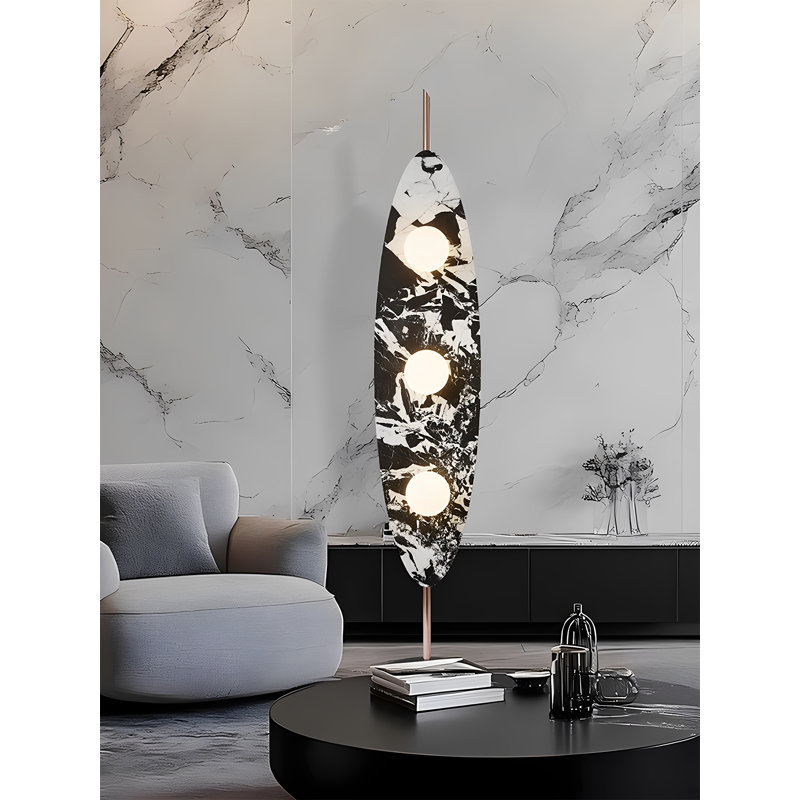 Lampe sur pied en fer forgé et marbre de style italien