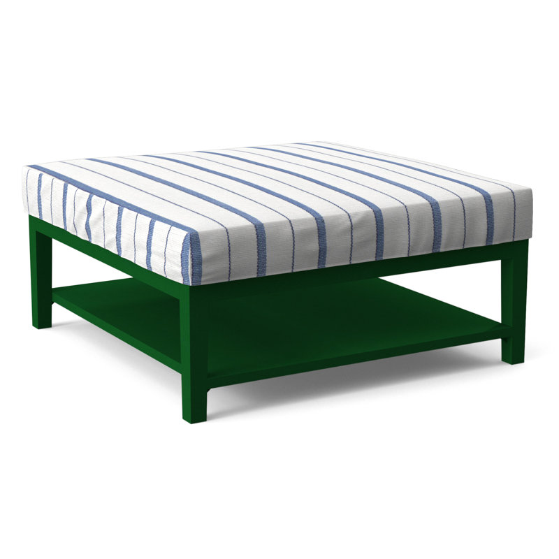 Repose-pieds Hammond avec rangement, Rayures bleu cobalt 0204-64, Finition noir antique
