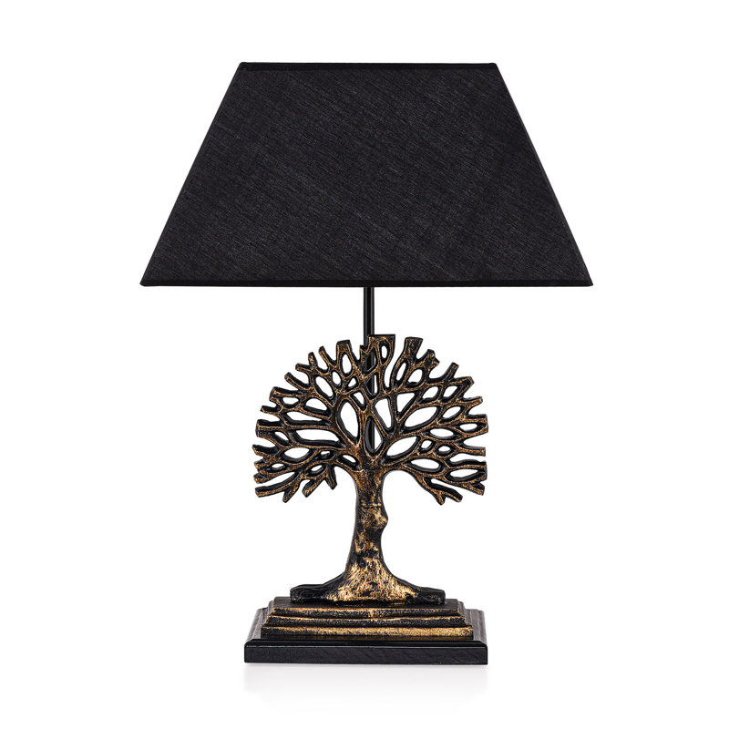 Lampe de table en métal Adrain, Doré / Noir, Noir