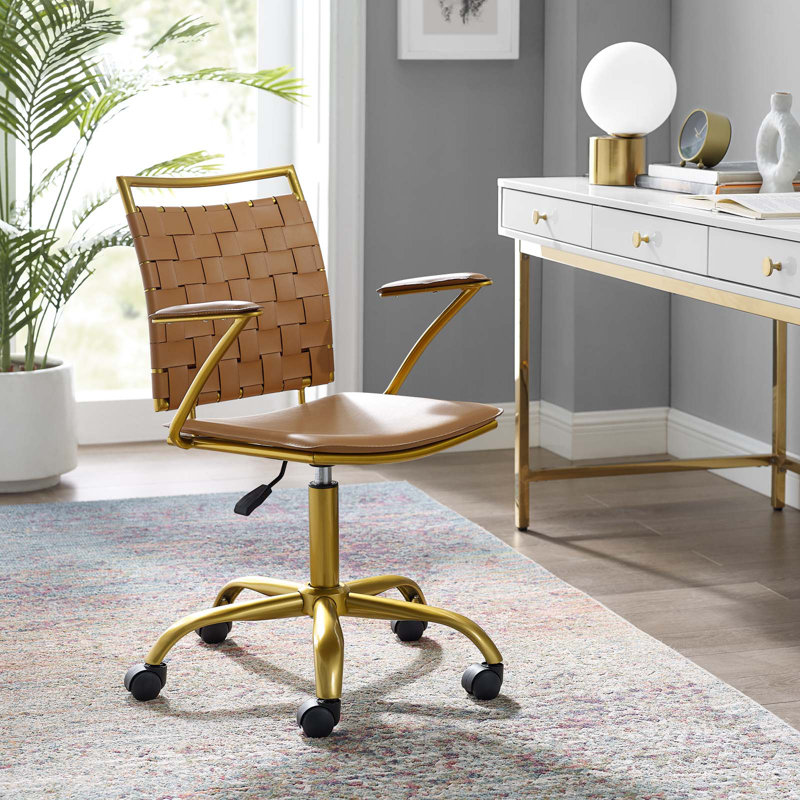Chaise de bureau en similicuir Fuse, Brun clair