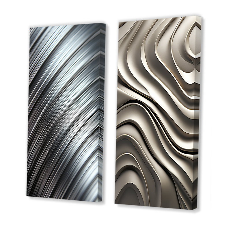 «Abstract Lines In Motion I», ensemble de 2 reproductions d'art sur toile abstraites, H 40 po x l 41 po, Toile tendue