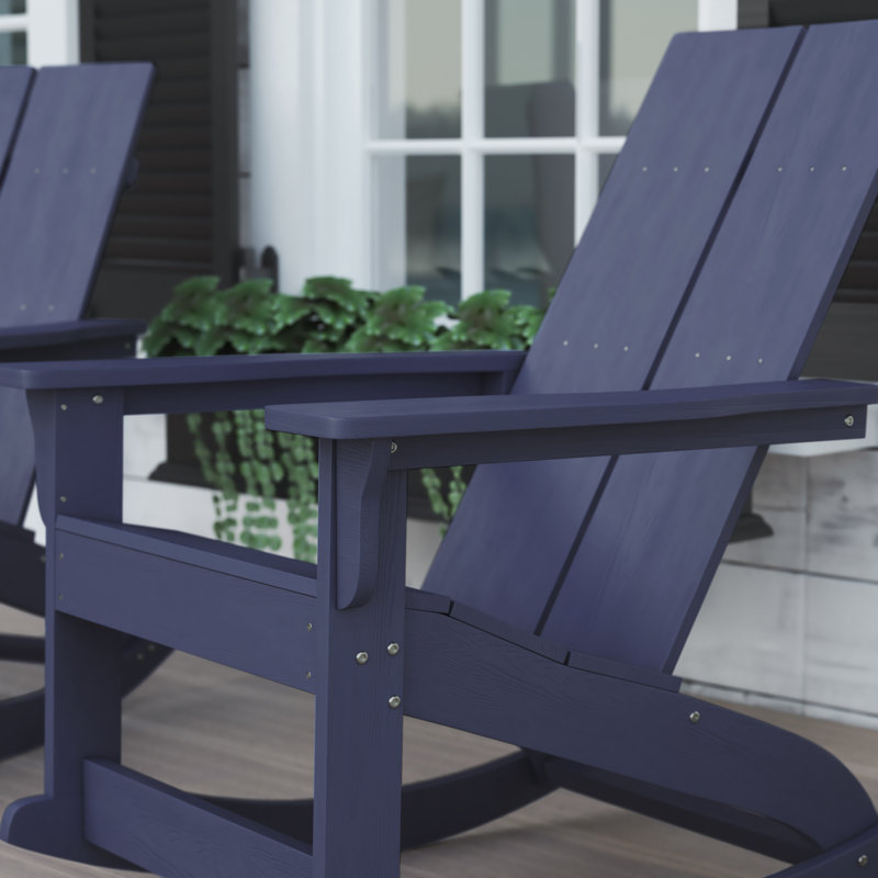 Indoor/Outdoor modern 2-Slat Adirondack Poly Resin Rockers - Set of 2, Navy