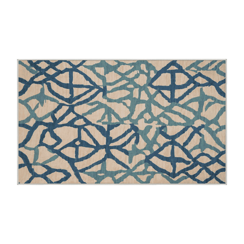 Machine Washable Beige Area Rug, Rectangle 5' x  8'