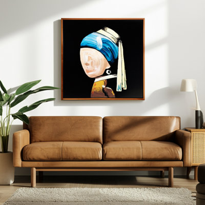 Decorative Canvas Wall Art With Hand-Painted Girl - Framed Artwork Or Print Display In Shadow Box Style - Modern Home Decor Paintings - 47", Black