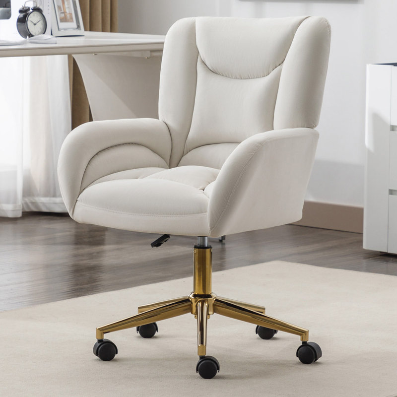 Jahnyla Upholstered Swivel Armchair, Ivory Velvet