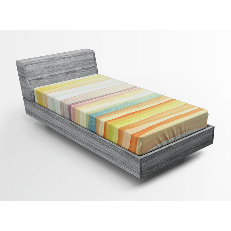 Microfiber Striped Fitted Sheet, Twin XL Fitted Sheet, Green Striped