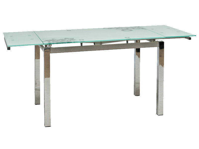 Basse Glass Top Metal Base Dining Table, White