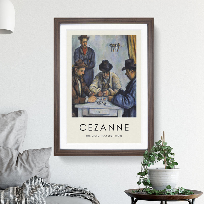 The Card Players Vol.1 by Paul Cezanne - Picture Frame Painting, 36cm H x 27cm W x 2cm D, Walnut Framed
