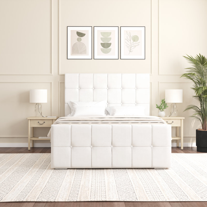 Oakpark Upholstered Bed Frame, White, Double (4'6)