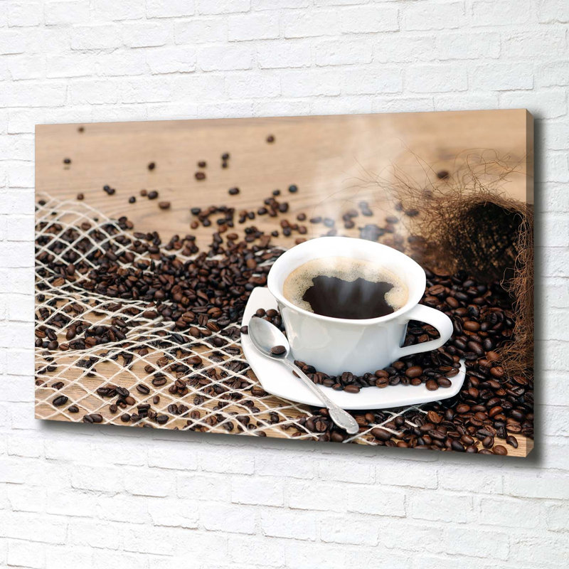 Coffee and coffee beans 1 Piece Wrapped Canvas Wall Art