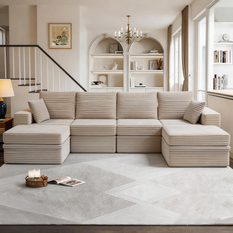 Canapé modulaire en U 70,8 po avec deux repose-pieds et rangement sous le siège Comfy Cloud, 30.5" H x 70" W x 70.8" D