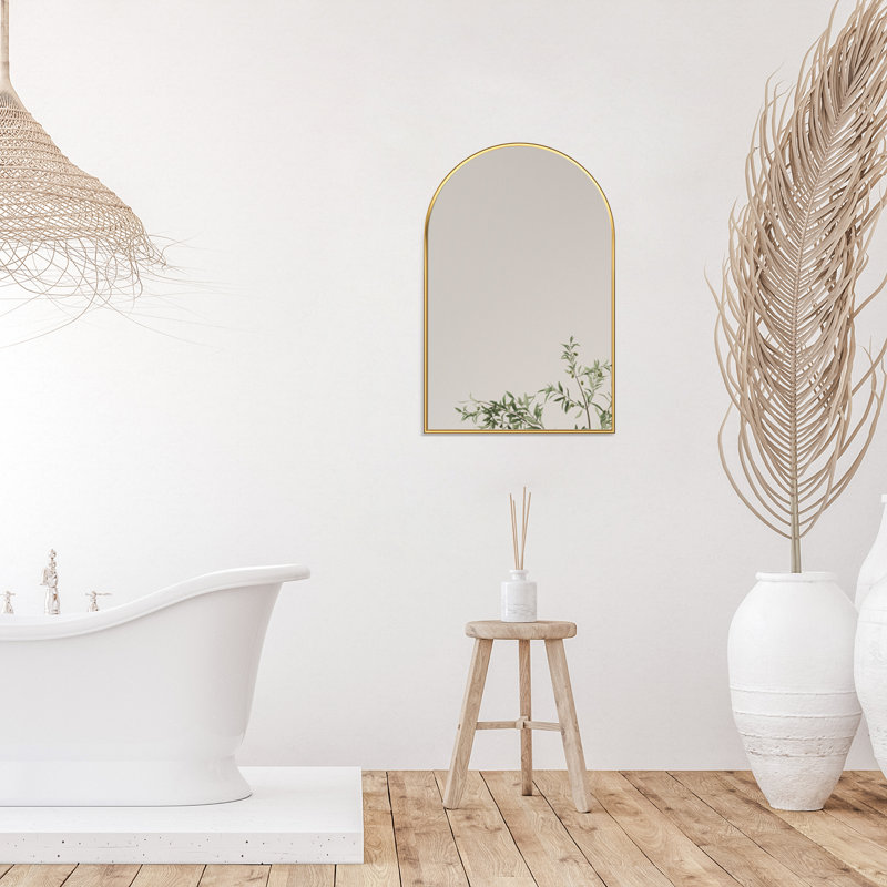Elegant Sassi 24" Brushed Gold Aluminum Rectangular Vanity Mirror