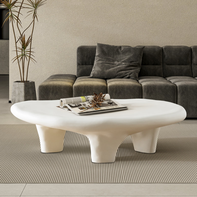 Fiberglass Coffee Table Cloud Shape Coffee Table For Living Room Central Table 65x120cm, White