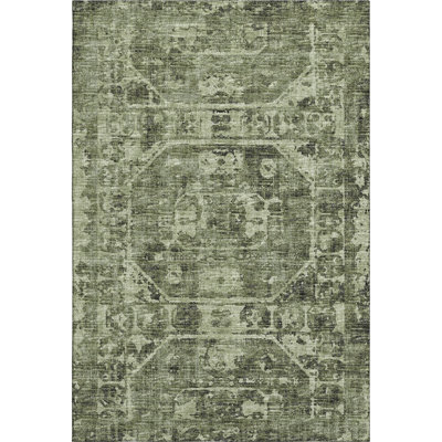 Premium Machine Washable Kelsa AMF41 Olive Rug