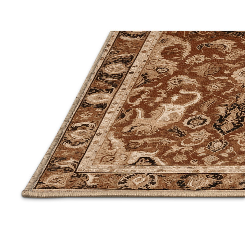 Machine Washable Persian Brown Area Rug, Rectangle 2' x 3'