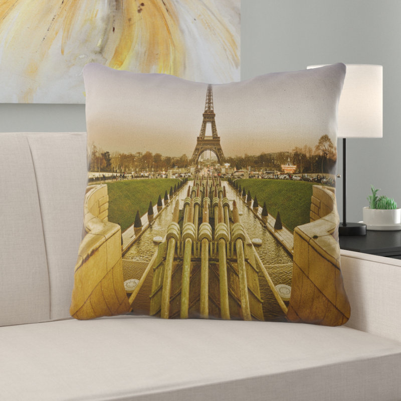 Beautiful View of Paris Eiffel Tower Pillow, Throw Pillow, 16" x 16"