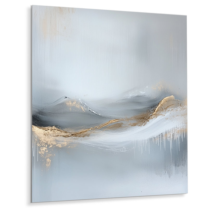Watercolor Mountains - Art moderne transitionnel abstrait, impression sur métal moderne, L 12 po x H 20 po