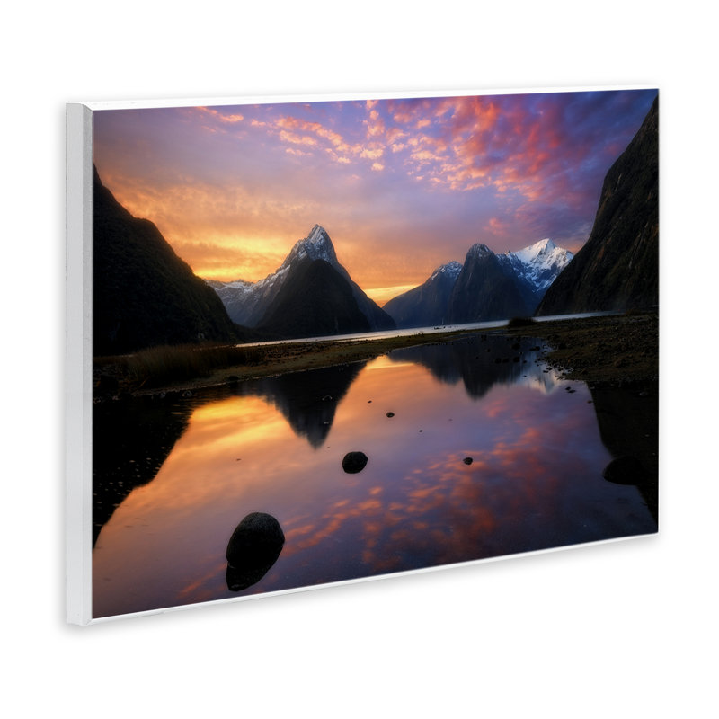 Plaque murale Milford Sound Sunset, conception par Lincoln Harrison, H 10 po x l 15 po