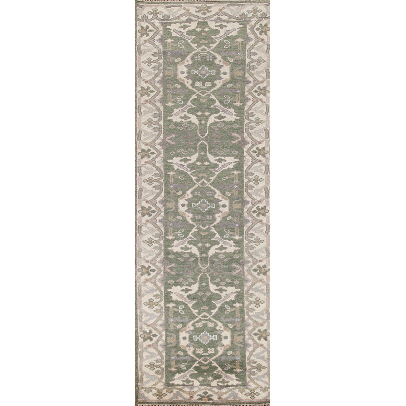 Tapis de couloir vert vert Oushak 3 x 10