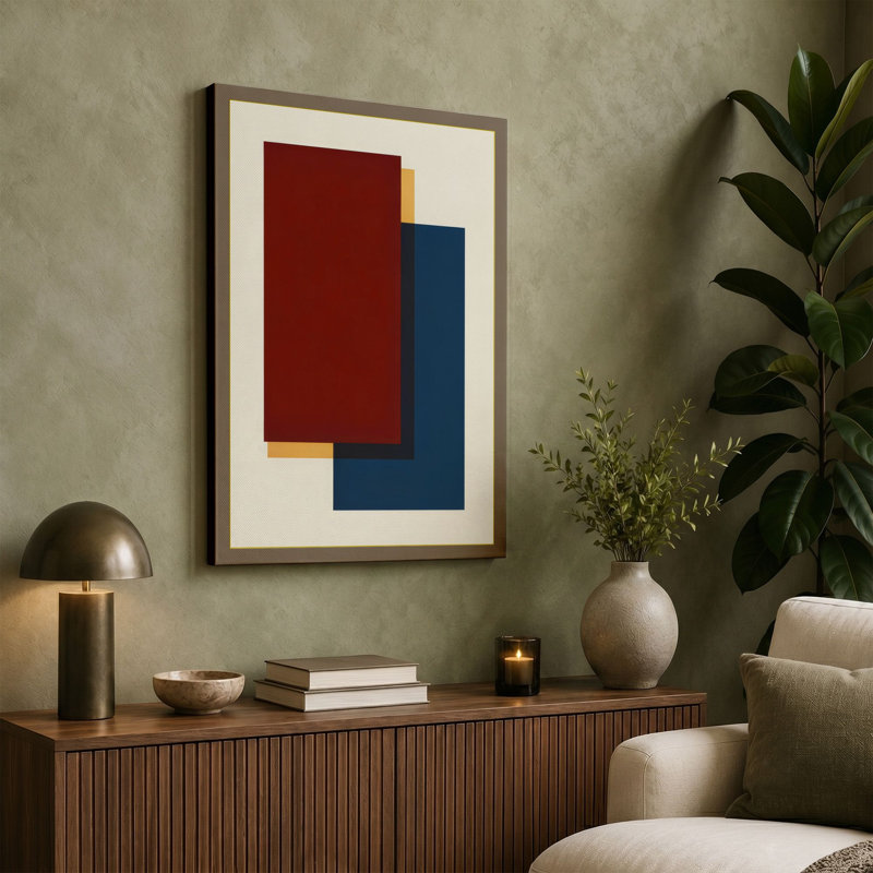 Abstraction Geometric - Wrapped Canvas, 30x20 - 76.2 x 50.8 cm, Sage Border