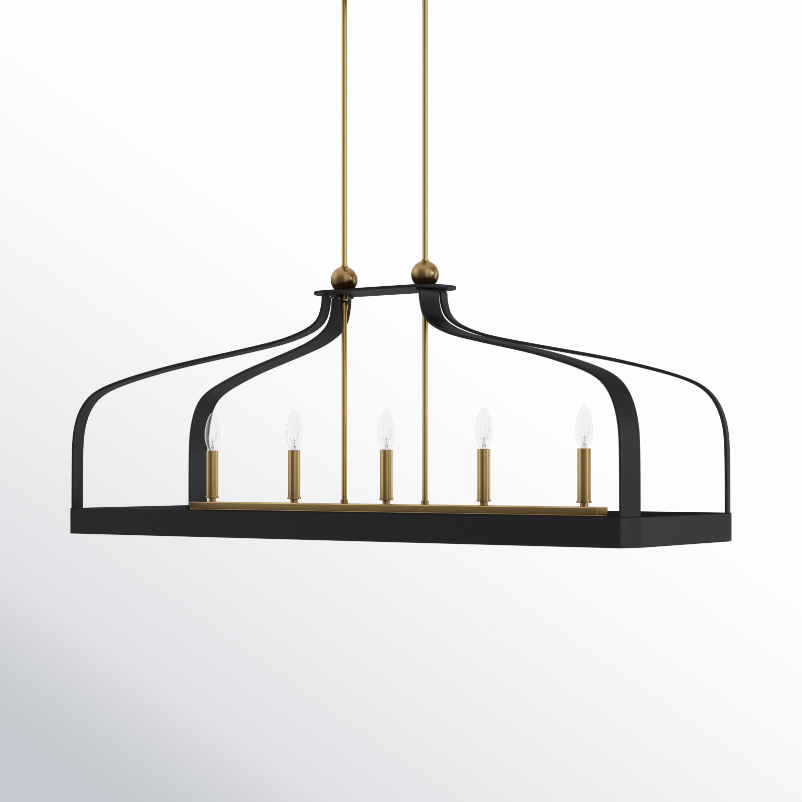 Kenmore 5 - Light Metal Dimmable Kitchen Island Chandelier, Matte Black/Brass