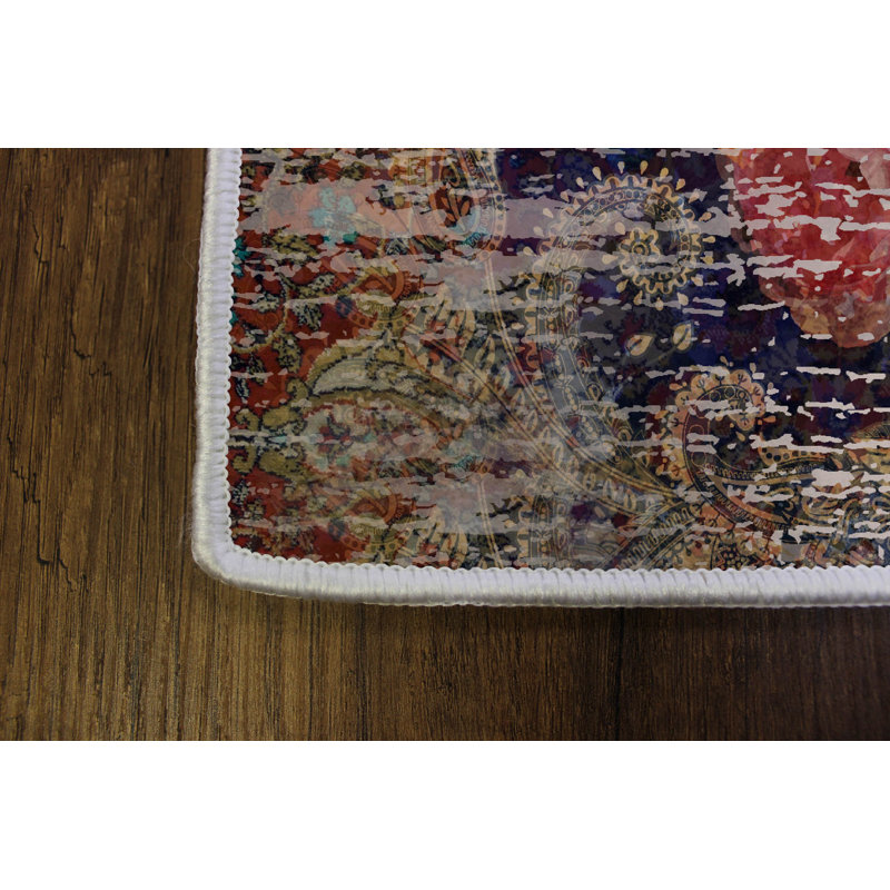 Luxurious Woven Carpet 5.2 x 7.5 ft, 100% Polyester, 0.4 in Pile Height | Antibacterial, Non-Slip PVC Dot Underside, Machine Washable | Elegant 3D Digital Print Design, Perfect for Living Room & Bedroom Décor