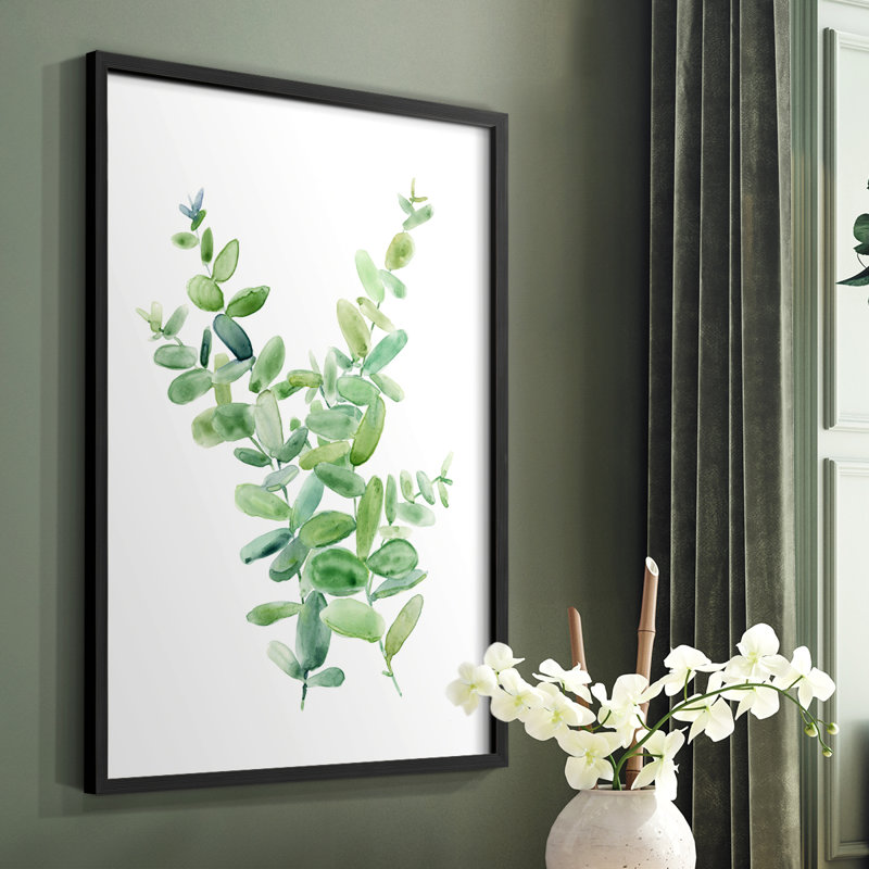 Eucalyptus III, reproduction encadrée - bois massif, H 28 po x l 22 po, Noir