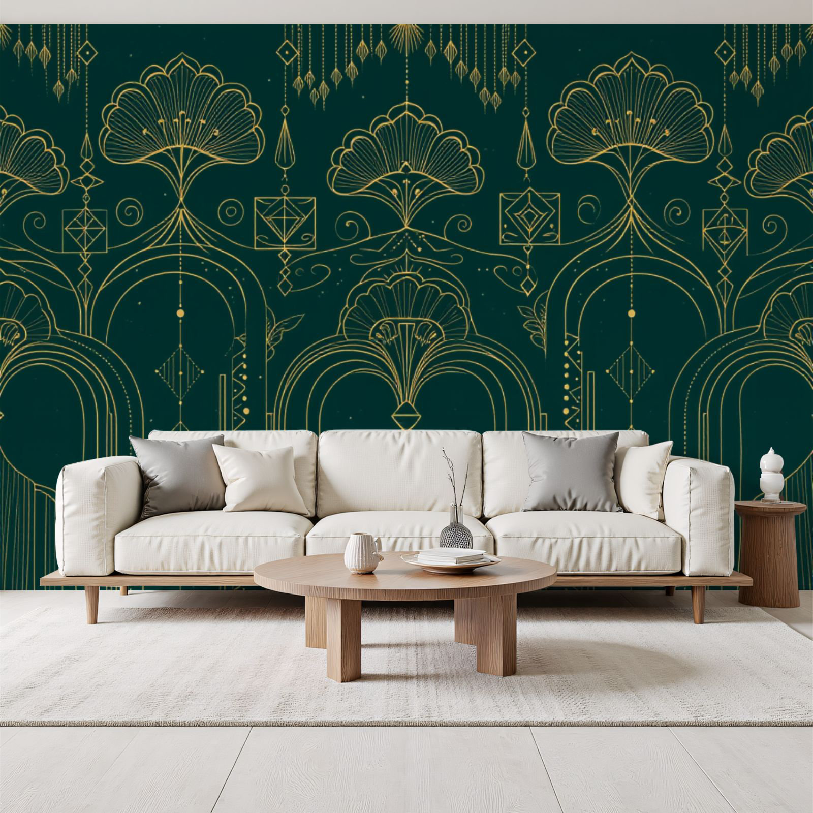 Red Barrel Studio® Peel and Stick Wallpaper Art Gold Geometric Fan ...