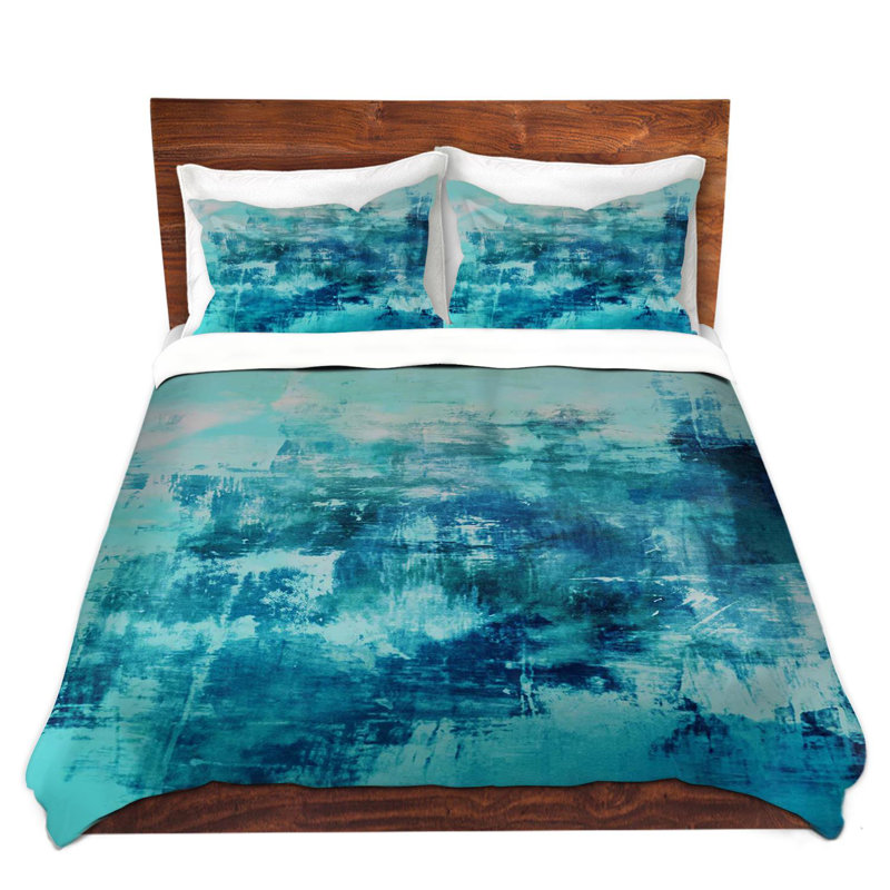 Ensemble de housse de couette off the grid iv, 1 housse simple + 1 taie standard, Aqua / Gris
