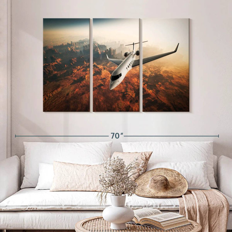 Mehar Private Jet Over Canyon, 32" H x 50" W